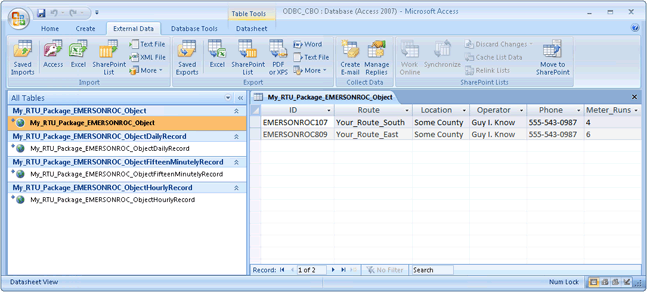 Microsoft Access table example